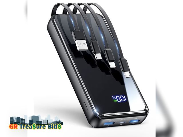 Lot 111-903783 - New Portable Charger,50000mAh Power Bank Built-in Cable, 22.5W PD USB C In &amp; Out Fast Charging, ...