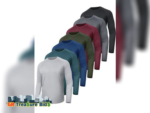 Lot 111-4391 - 5 pack New 5 Pack Long Sleeve Shirts for Men - Quick Dry Moisture Wicking Sun Protection UV UPF T-Sh...