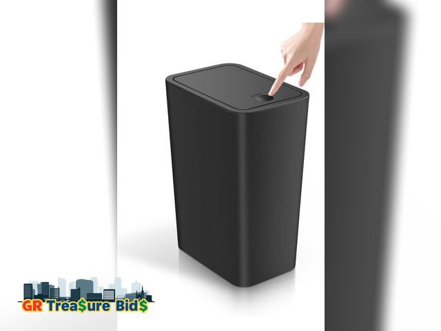 Lot 111-52155 - New TIPGO Bathroom Trash Can with Lid, 4 Gallon / 15 Liter Small Garbage Can, Press Top Bin, Plastic...