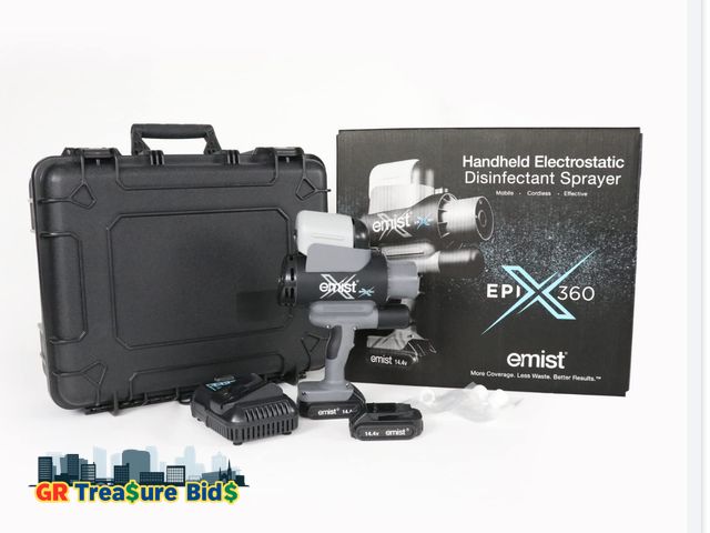 Lot 111-42096 - New . . Emist. EPIX360 Handheld Electrostatic Sprayer - Portable and Fast Disinfecting  With 2 batte...