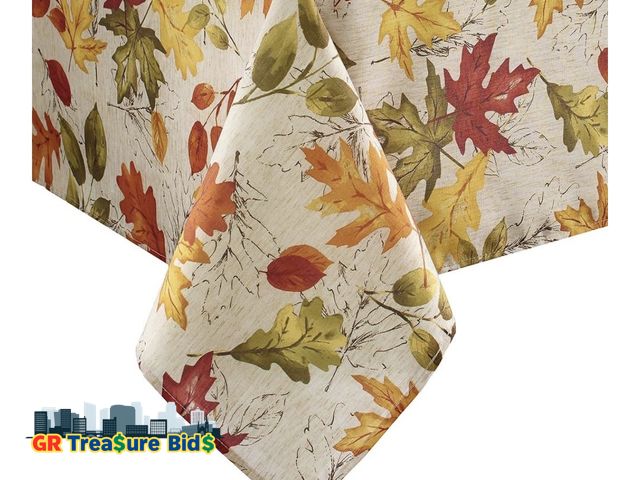 Lot 111-72630 - Elrene Home Fashions Autumn Leaves Fall Printed Wrinkle Resistant Tablecloth, Holiday Table Cover fo...