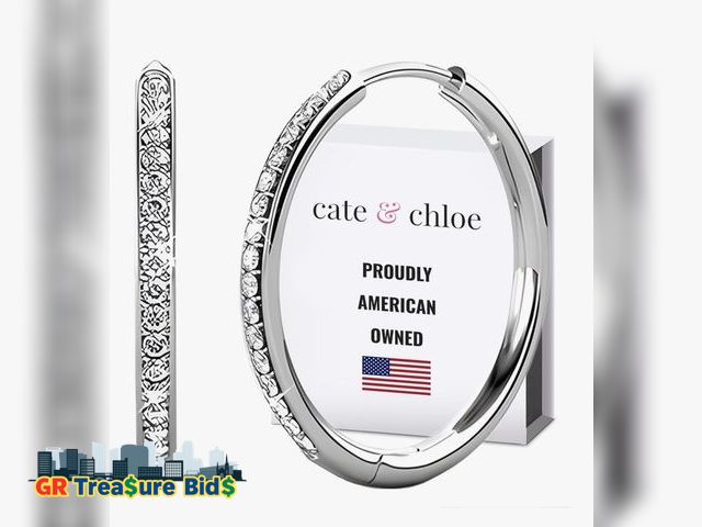 Lot 111-72626 - New Cate &amp; Chloe Bianca 18K Gold-Plated Hoop Earrings, Elegant Jewelry for Women with Round Cut ...