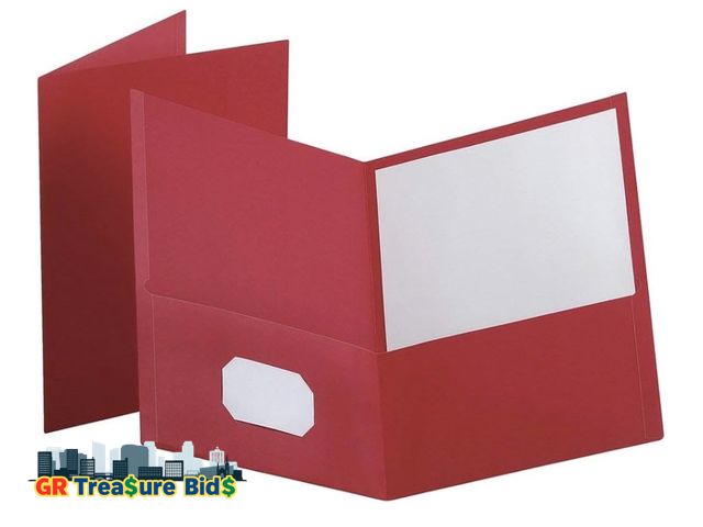 Lot 111-50262 - New Folder 2-Pocket 100 SHT Cap RED Pack of 25 OXF57511EE