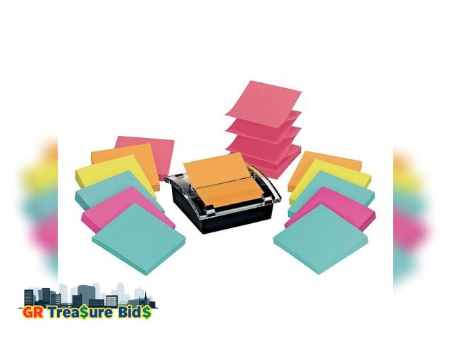 Lot 111-96851 - Post-it Sheet Super Sticky Note and Dispenser Value Pack, 3 in x 3 in, 12 Pads, Assorted Colors (DS3...