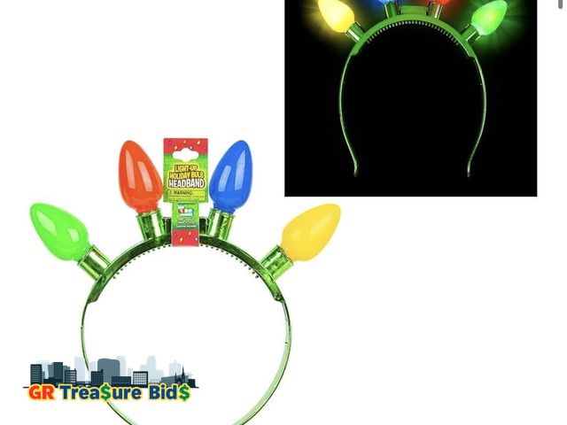 Lot 111-67525 - New 6 pack of 8" LIGHT-UP CHRISTMAS BULB HEADBAND