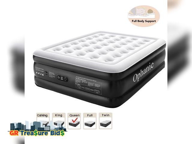 Lot 111-860835 - New Ophanie Queen Air Mattress, 18-Inch Elevated Inflatable Bed with Built-in Pump, Puncture-Resista...