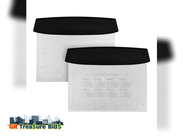 Lot 111-98414 - Vaincre Bench Dough Scraper Cutter - 2PCS 6" Stainless Steel Chopper Baking Scraper Spatula with Mea...