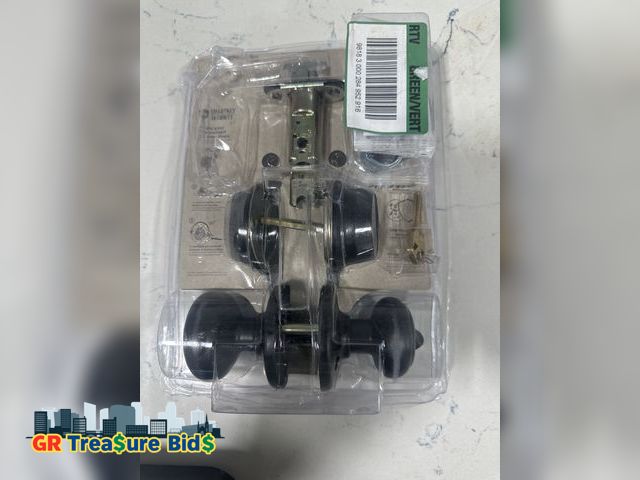 Lot 111-25493 - Keyed Entry Ball Doorknob Lock and Single Cylinder Deadbolt Matte Black Finish Combo Pack