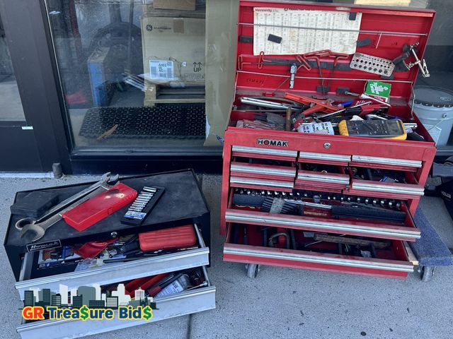 Lot 111-85063 - Listing Title:
Homak Toolboxes Loaded with Assorted Hand Tools, Wrenches, Sockets &amp; More
Descrip...