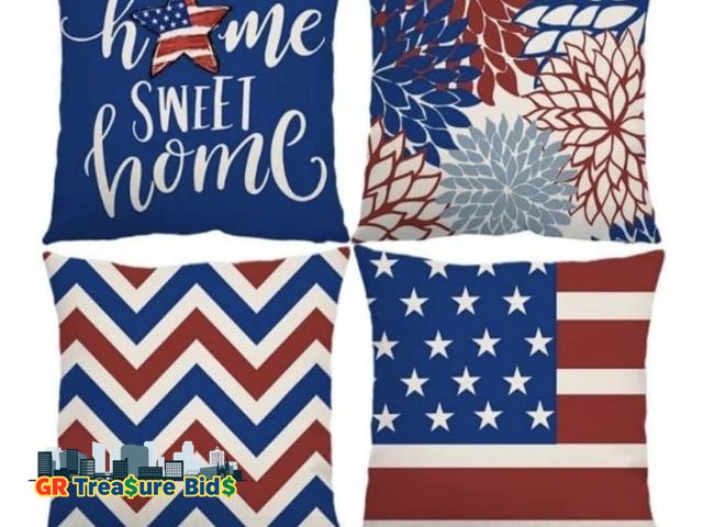 Lot 111-8536 - New YSTAR 4th of July Decorations Pillow Covers 18 x 18 Set of 4 American Flag Throw Pillow Covers A...
