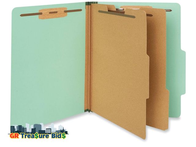 Lot 111-49357 - Universal six-Section Classification folders, Heavy-Duty pressboard Cover, 2 dividers, 6 Fasteners, ...