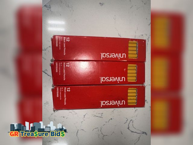 Lot 111-60814 - lot of (3) Universal UNV55400 HB #2 Woodcase Pencil - Black Lead/Yellow Barrel (1-Dozen)
