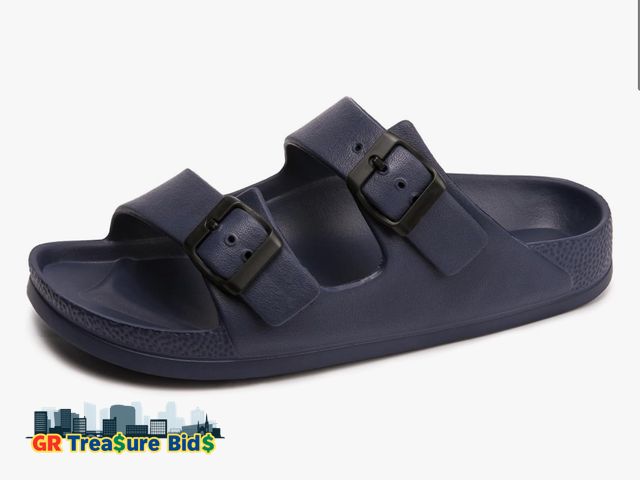 Lot 111-677262 - New Women's Comfort Slides Double Buckle Adjustable Plastics Flat Sandals Size 9-10