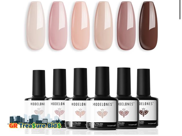 Lot 111-72662 - New modelones Gel Nail Polish Kit -6 Colors Nude Pink Milky White Spring Gel Polish Set Skin Tones N...