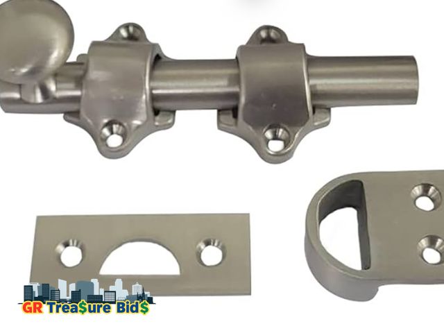 Lot 111-16343 - Grey Solid Brass Dutch Door Bolt, 4", 6", 8", 12", 18" &amp; 24" (Brushed Satin Nickel (4") - 1 Pack...