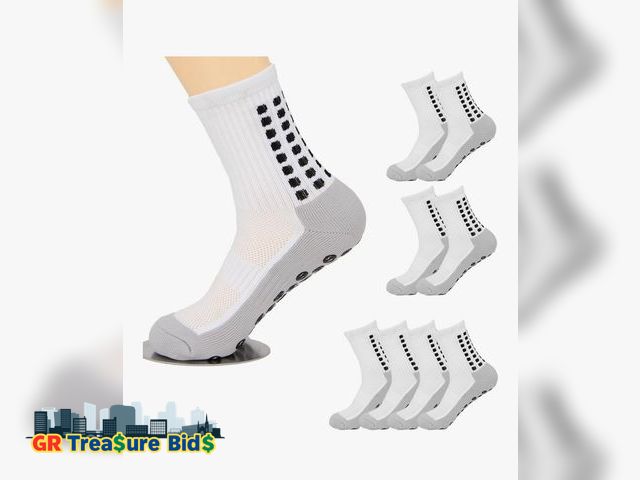 Lot 111-89591 - New Anti Slip Athletic Grip Socks,Grip Soccer Socks with Grippers,Stretch Athletic Socks for Sports,...