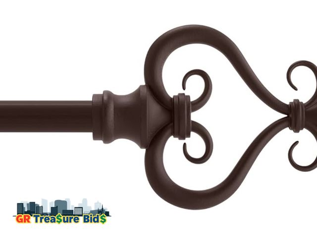 Lot 111-32345 - Kenney KN65406 Serena Large Plastic Heart Scroll End Standard Decorative Window Curtain Rod, 28-48" ...