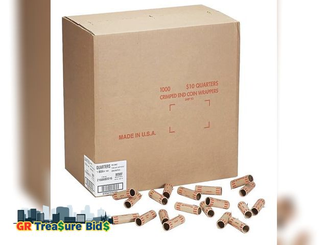 Lot 111-82485 - The Coin-Tainer Co. Preformed Coin Wrappers, Quarter, 1000 count (20025),Orange/Brown