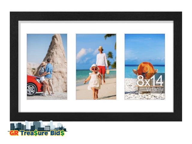 Lot 111-67722 - lot of 2 Vittanly 8x14 Picture Frames Collage, Displays 3Pcs 4x6 Pictures with Mat, Collage Picture ...