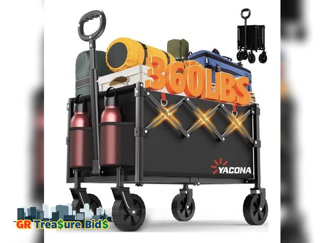 Lot 111-72672 - New Wagons Carts Foldable, Lightweight Portable Utility Shopping Cart with Wheels, Folding Grocery W...