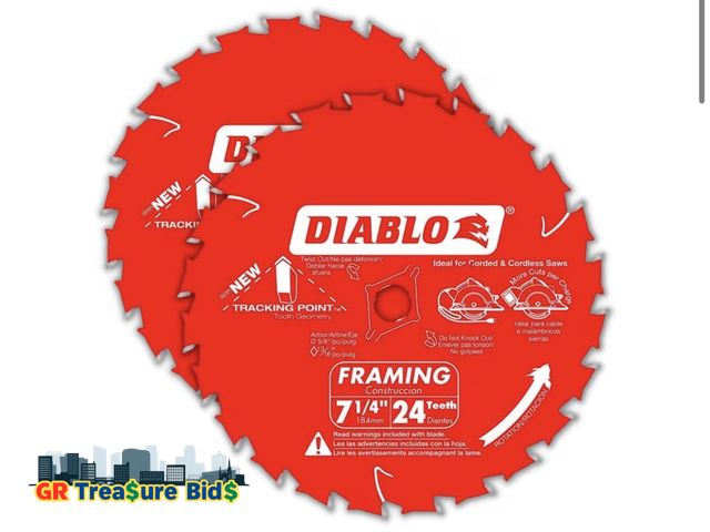 Lot 111-92772 - New Diablo Tracking Point 7-1/4 in. 24-Tooth Circular Saw Blades – 2-Pack - Tico Carbide, Smooth Cut...