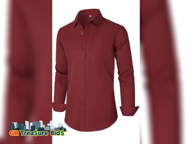 Lot 111-51259 - New Classic collection Men's Dress Shirts Regular Fit Solid Long Sleeve Formal Shirt Business Casual...