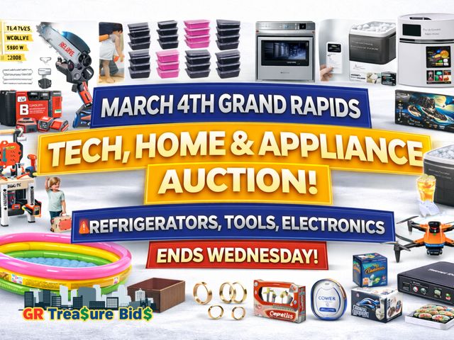 March 11th Grand Rapids Massive Appliance, Tech & Home Essentials Auction – Refrigerators, Tools, Electronics & More – Ends Wednesday!