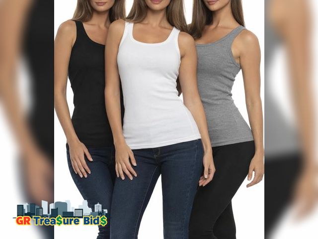 Lot 111-52677 - New Felina Women's 3 Pack Soft Cotton Stretch Ribbed Tank Top. Size S