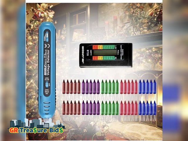 Lot 111-87114 - allsun 12-600Vac Christmas Light Tester with 50 pcs of 2.5 Volt Replacement Bulbs, BT20 Digital Batt...