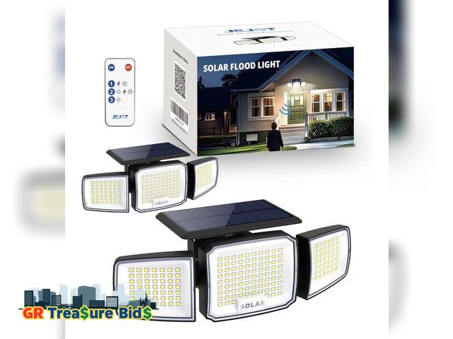 Lot 111-82672 - New Solar Security Light Outdoor Super Bright LED, Motion Sensor Flood Light, 3 Heads 270° Wide Angl...