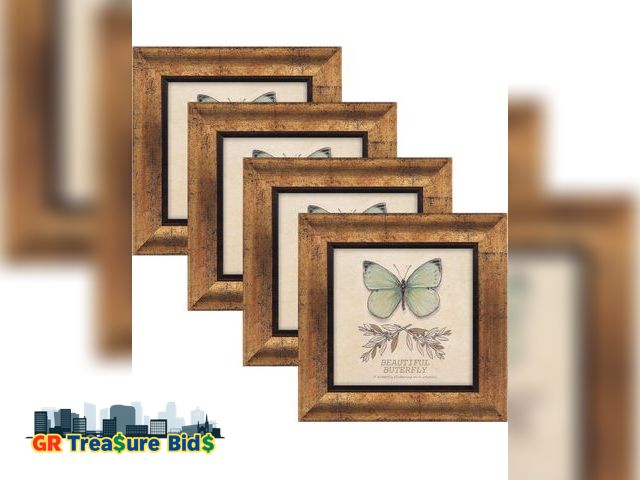 Lot 111-51803 - 4 pack New XUANLUO 5x5 Picture Frames Set of 4 Rustic Retro Photo Frame with HD Plastic Cover for Wa...