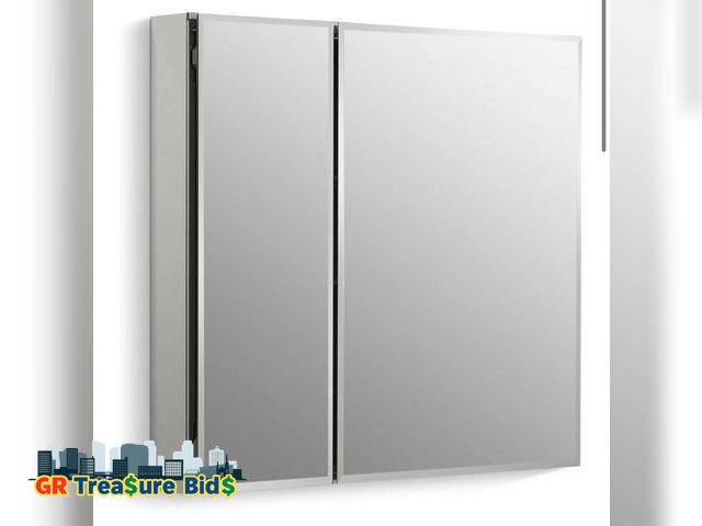 Lot 111-52302 - (BROKEN MIRROR) Glacier Bay 30 In. X 26 In. Frameless Recessed Or Surface-Mount Bi-View Medicine Cab...