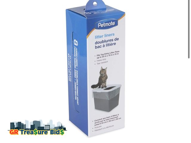 Lot 111-895563 - New Petmate Top Entry Litter Pan Liners for Cat, Count of 8, 2.5 in