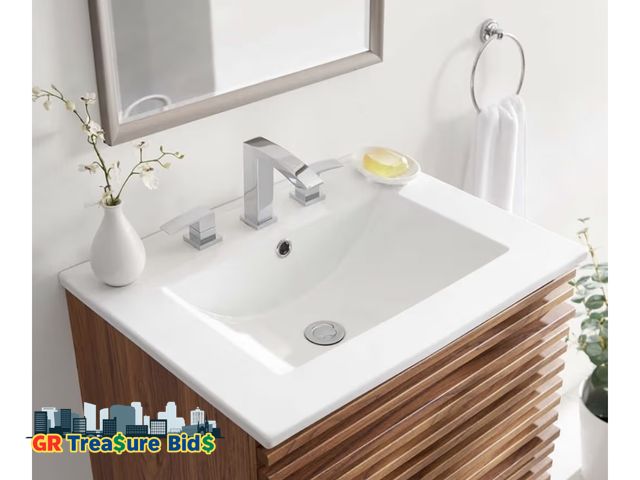 Lot 111-23707 - Modway EEI-3766-WHI Cayman 24" Bathroom Sink, White