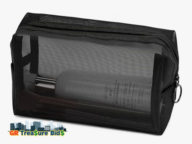 Lot 111-90652 - New TOPASION Portable Mesh Makeup Bag with Zipper Small Travel Toiletry Bag Lightweight Cosmetic Pou...