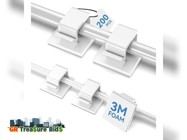Lot 111-77466 - 200 PCS Cable Clips White (Small &amp; Large), Adhesive Wall Wire Holder for Cord Organizer Cable Ma...
