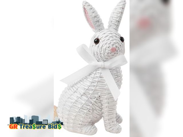 Lot 111-512326 - Easter Rabbit Decorative Ornament Resin Vine Weaving Effect Rabbit Sculpture Easter Party Decoration...