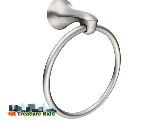 Lot 111-76539 - Moen Darcy Towel Ring with Press and Mark in Brushed Nickel