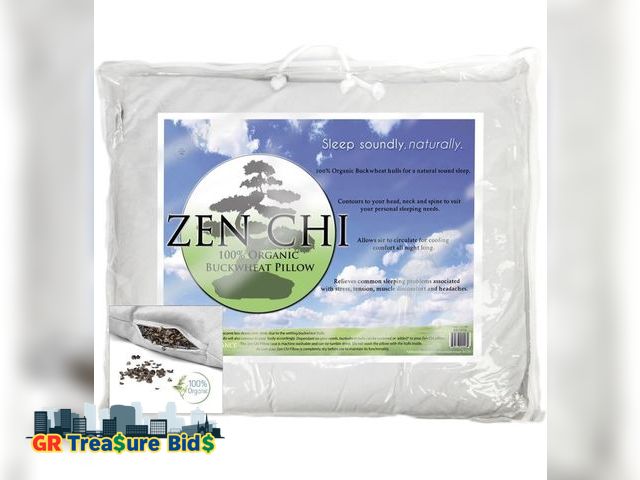 Lot 111-52213 - New ZEN CHI Organic Queen Size Buckwheat Pillow for Sleeping (20X30)- Natural Cooling Technology, Al...