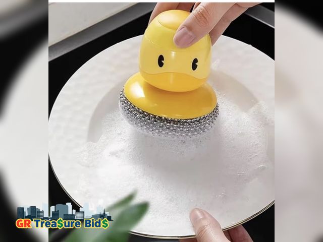 Lot 111-13002 - VALSHO | Duck Steel Sponge | Cute yellow Duck Brush sponge