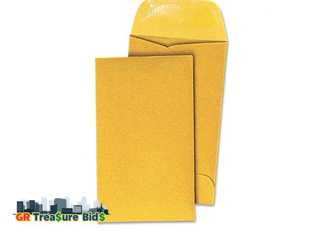 Lot 111-94372 - Universal UNV35301#3 Round Flap Gummed Closure 2.5 in. x 4.25 in. Coin Envelopes - Light Brown Kraft