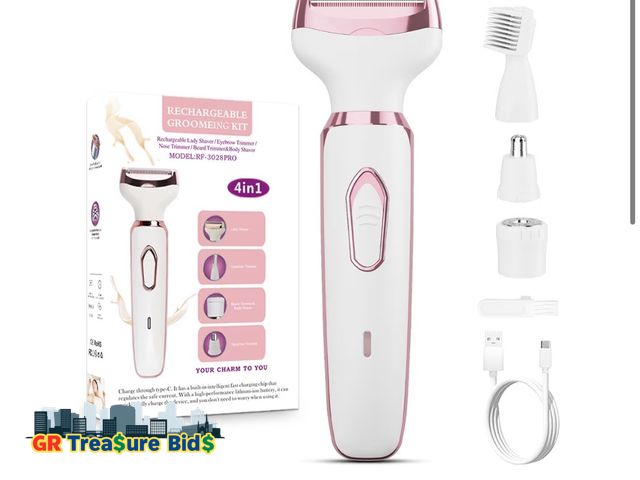 Lot 111-7363 - New Women's Electric Razor Bikini Trimmer, 4-in-1 Cordless Shaver for Face, Legs, Underarms, Pubic H...