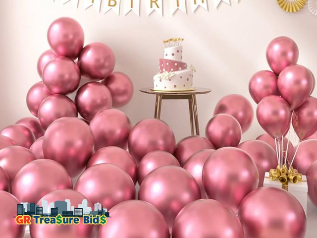 Lot 111-11268 - AULE Party Balloons 50 Pcs 12 inch Pink Metallic Chrome Helium Shiny Latex Thicken Balloon Perfect D...