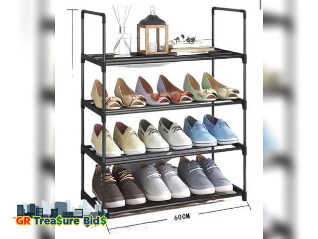 Lot 111-88073 - shoe rack Household Dormitory Shoe Rack Stainless Steel Shoe Rack Dustproof Boot Storage Rack Space ...