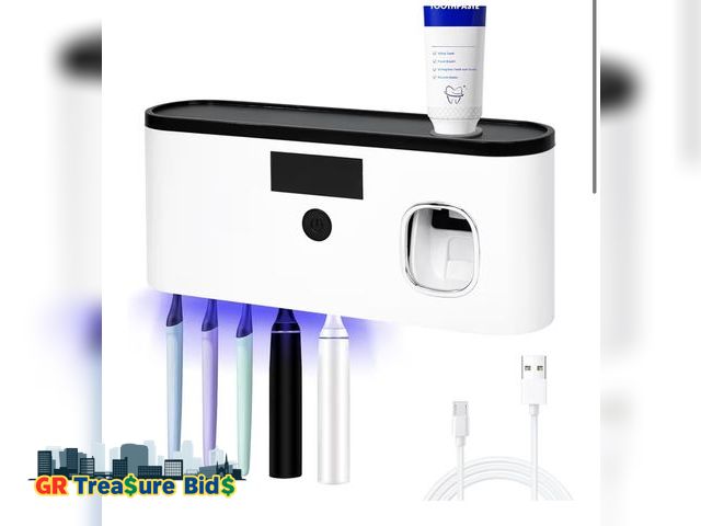 Lot 111-72672 - Punch-Free Wall Mounted Bathroom Toothbrush Holder, 5 Toothbrush Slots, Bathroom Toothbrush Steriliz...