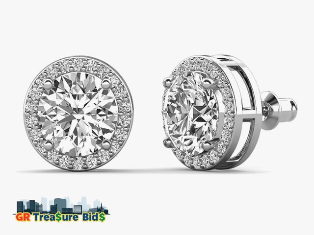 Lot 111-62773 - New Cate &amp; Chloe Ariel 18K Gold-Plated Halo Stud Earrings | Hypoallergenic Jewelry for Women | R...