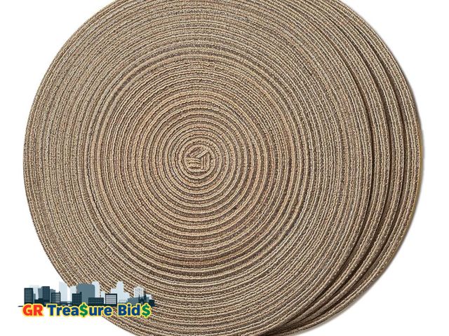 Lot 111-20646 - FunWheat Round Braided Placemats Set of 4 Place mats for Dining Tables Woven Heat Resistant Table Ma...