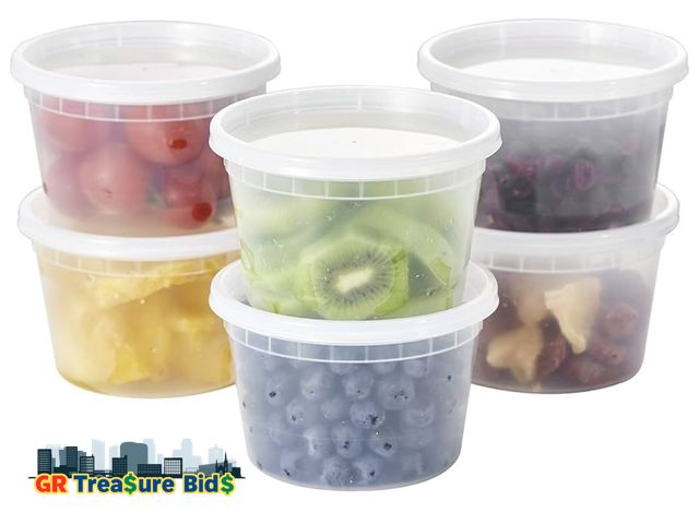 Lot 111-8 - [50 Set - 16oz.] Plastic Deli Food Storage Containers With Plastic Lids, Disposable togo containers ...