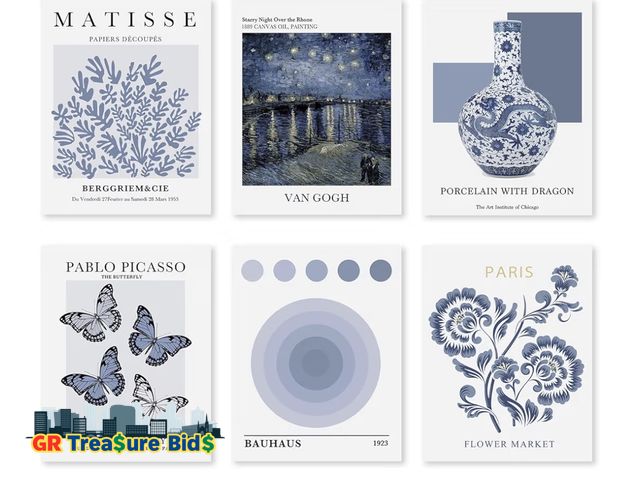 Lot 111-789064 - New Abstract Matisse Wall Art Exhibition Posters, Vintage Art Boho Art Prints, Retro Room Decor for ...