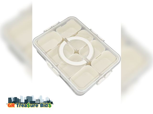 Lot 111-52228 - aqxreight Sectioned Serving Platter, Divided Tray with Lid and Handle for Home Picnic, 8 Compartment...